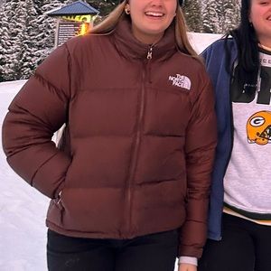 North Face brown puffer jacket size L